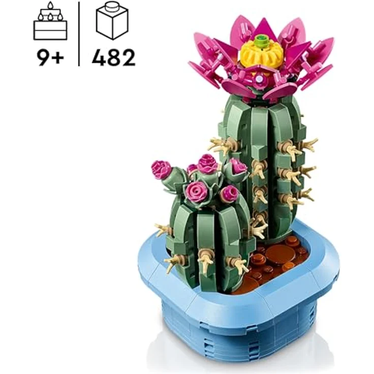 LEGO Botanicals Blühender Kaktus 11509, DIY Deko Set mit 2 Kakteen und pinken Blüten im pastellblauen Topf, Geschenk für Pflanzenfans ab 9 Jahren – Bild 2