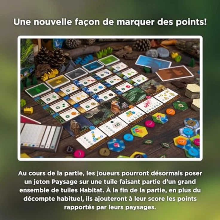 Lucky Duck Games Cascadia Extension Paysages, Erweiterung für strategisches Brettspiel mit Landschaften, Wildtierzählkarten und neuen Habitat-Ziegeln für bis zu 6 Spieler, französische Version – Bild 3
