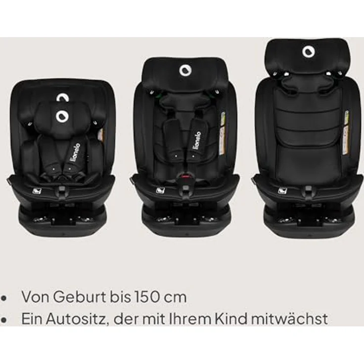 lionelo Autokindersitz Bastiaan RWF i-Size, 4 Sitze in 1/360' drehbare Basis / ISOFIX / Top-Tether, Farbe: variabel – Bild 13