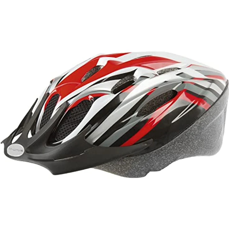 M-Wave Fahrradhelm, Rot/Schwarz/Weiß/Silber, M, 53-57 cm mit Microshell Oberschale und 10 Belüftungsöffnungen – Bild 1