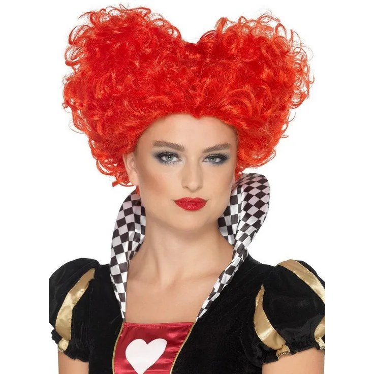 "Smiffys Kostüm-Perücke Herzkönigin - Herzförmig toupierte Perücke für Fasching Halloween, einteilig mit elastischem Haarnetz, Einheitsgröße für Erwachsene, 100% Polyester"