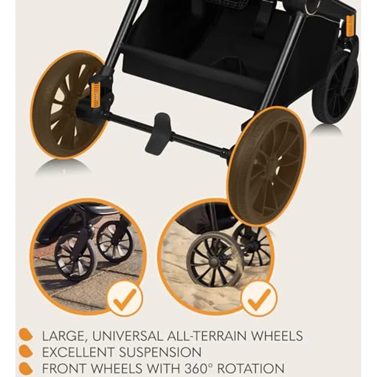 Lionelo MIKA PLUS 3-in-1 Buggy, ergonomisch mit Dämpfung und XXL-Verdeck, schwarz – Bild 4