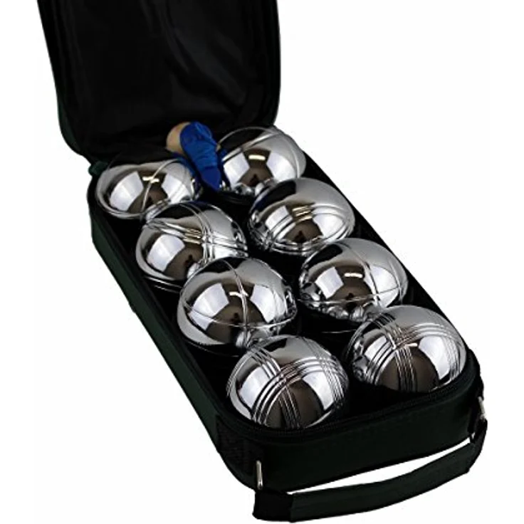 MASTER Petanque Set 8 Stück, Bouleset aus Stahl mit Chrombeschichtung, inklusive Maßband und Nylonverpackung, Silber, one Size – Bild 3