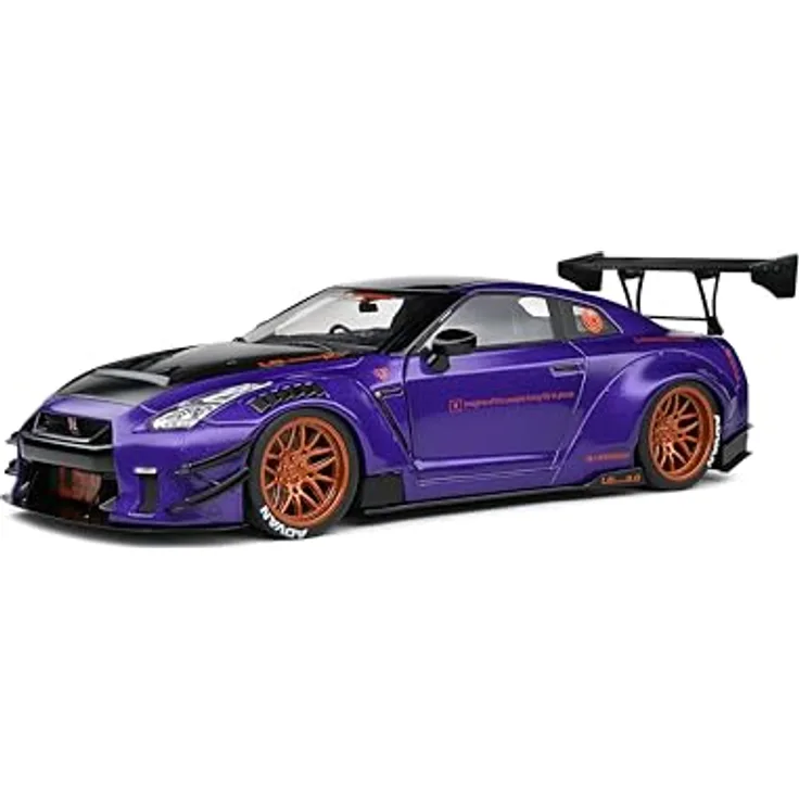 Solido Nissan GT-R R35 Liberty Walk 2.0, Diecast Modellauto im Maßstab 1:18, lila Metallic-Lackierung, hochwertig verarbeitet mit beweglichen Teilen und aggressivem Body Kit
