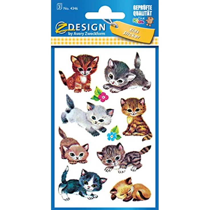 AVERY Zweckform 4346 - Papier Sticker Katzen, Aufkleber, Kindersticker, Kindergeburtstag, Mitgebsel, Gastgeschenke, Sammeln, Preise Partyspiele, Schnitzeljagd, Schatzsuche, 30 Sticker – Bild 2