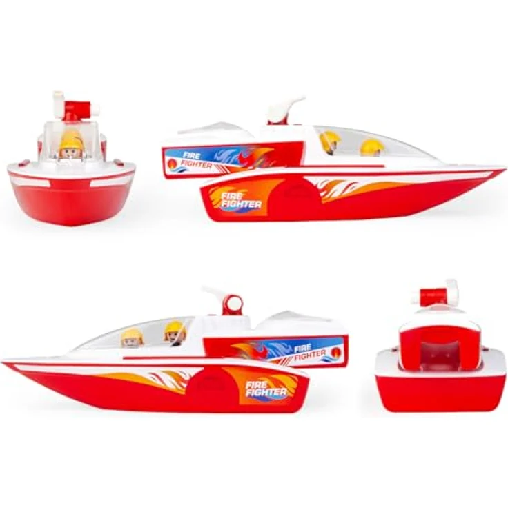 Lena Set BOAZZ und Boaties Feuerwehrboot 41 cm, Spritzfunktion und Zwei Spielfiguren, Indoor und Outdoor geeignet, ab 2 Jahren, in Buntem Schaukarton – Bild 4