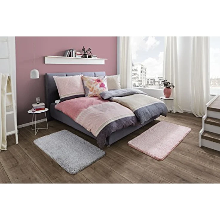 Kleine Wolke Estrella Bettwäsche, 155 x 220 cm und 80 x 80 cm, Mako-Satin, 100% Baumwolle, Pastellrose, Öko-Tex Standard 100, mit Reißverschluss, waschbar bis 60° und trocknergeeignet – Bild 2