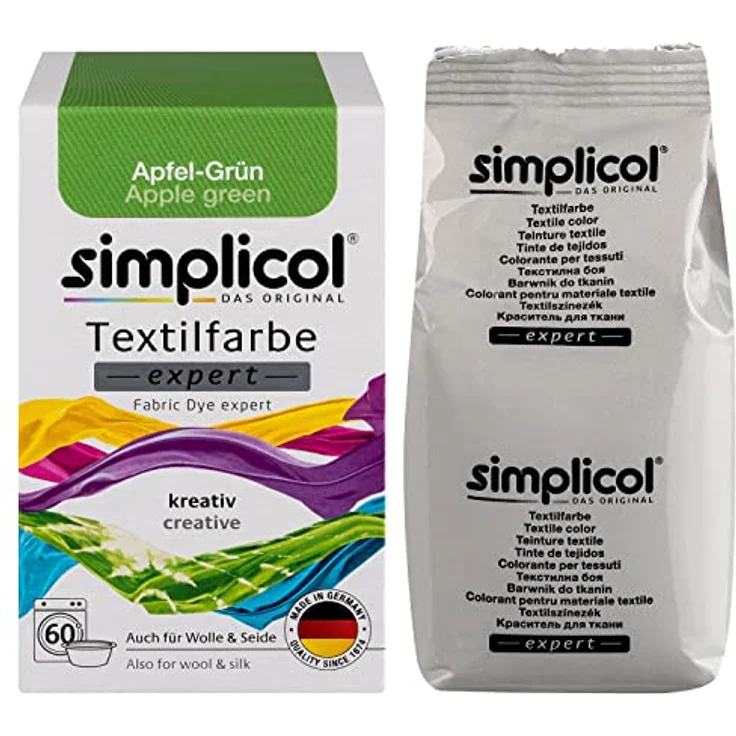 simplicol Textilfarbe expert Apfel-Grün 1714 - Zum Umfärben und Auffrischen von Kleidung, Waschmaschinenfest, für Baumwolle, Wolle, Seide, Leinen, Viskose & Mischgewebe – Bild 2