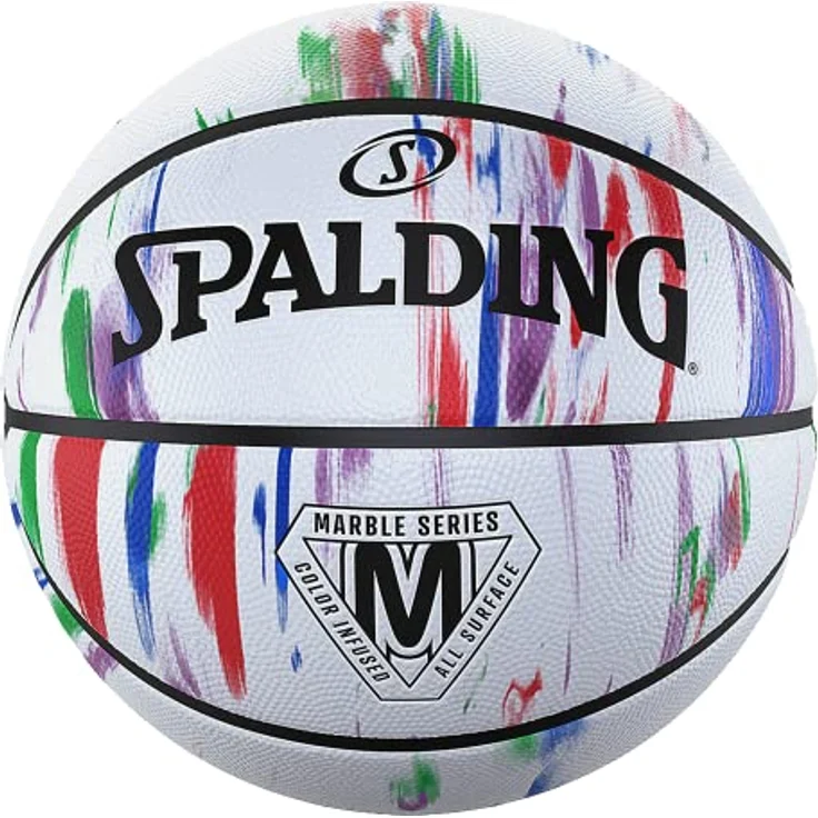 Spalding Marble Sz5 Ball, Rainbow, Gummi, Besserer Halt – Bild 3