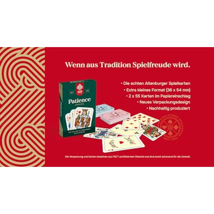 ASS Altenburger FSC Mini-Patience Original, Kartenspiel mit 110 Karten, umweltfreundlich zertifiziert, handliches Format 36 x 54 mm – Bild 4