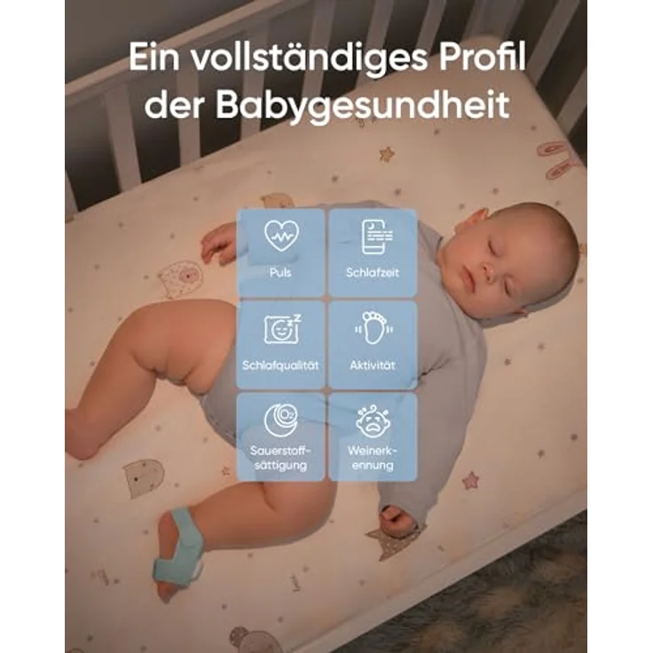 eufy Baby S340 Smart Sock Babyphone, 2,4 GHz WLAN, 2K-Kamera, Schlaf- und Vitaldatenüberwachung, KI-Weinerkennung, Schwenk- & Neigefunktion, ohne monatliche Gebühren – Bild 2