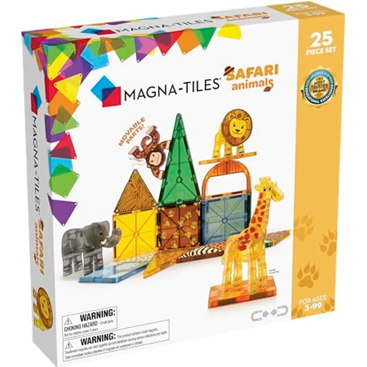 Magna-Tiles Safari Animals 25-teiliges Set - magnetischen 3D-Bausteinen in klaren Farben, fördert spielerisches Lernen – Bild 1