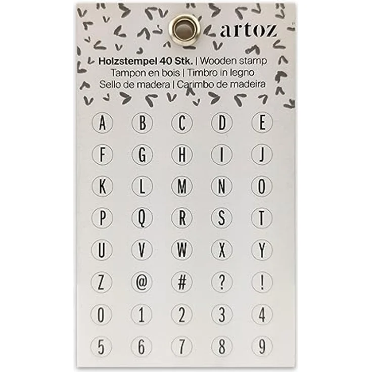 Artoz Stempelset – Holzstempel – „Alphabet“ – 40 Stück – 20 x 28 mm – Ministempel – Motivstempel zum Basteln, zur Einschulung – Bild 2
