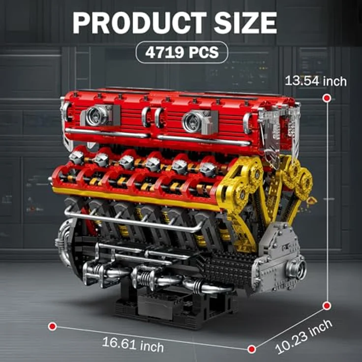 Reobrix V12 Motor Baustein Set 33017, Technic Elektromotor Modellbausatz mit 4719 Bausteinen, für Erwachsene und Jugendliche, inklusive L Motor und wiederaufladbarem Akku, Konstruktionsspielzeug – Bild 5