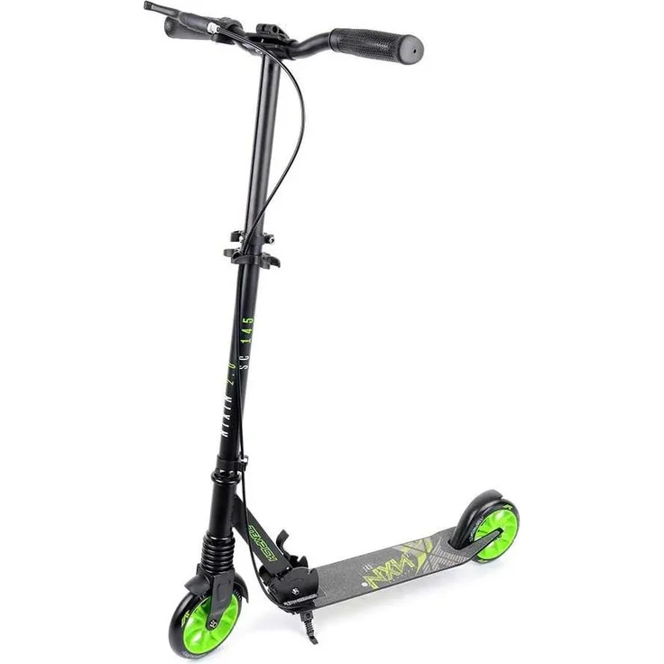 Tempish NIXIN 145 II AL Roller, leichter faltbarer Kinderroller mit Aluminiumrahmen, grün, verstellbarem Lenker und Rückbremse