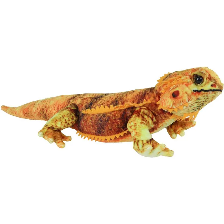 FTWDesign Bartagame Kuscheltier Eidechse aus Plüsch, leuchtend gelb mit authentischem Schuppenmuster und weichen Stacheln