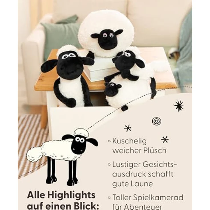 NICI Shaun das Schaf, Kuscheltier 50cm aus weichem Plüsch in weiß, ideales Plüschtier zum Kuscheln und Spielen, für Kinder & Erwachsene - Geschenkidee - 49186 – Bild 4