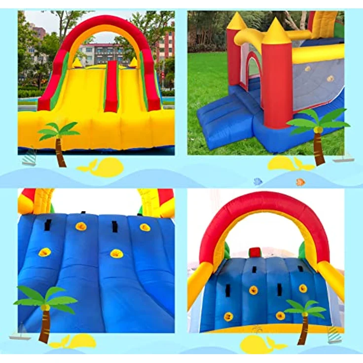 Ballsea Hüpfburg mit Gebläse, aufblasbare Spielburg für Kinder von 3 bis 10 Jahren, Indoor & Outdoor, extra dickes Sprungtuch (488 x 223 x 220 cm) – Bild 4
