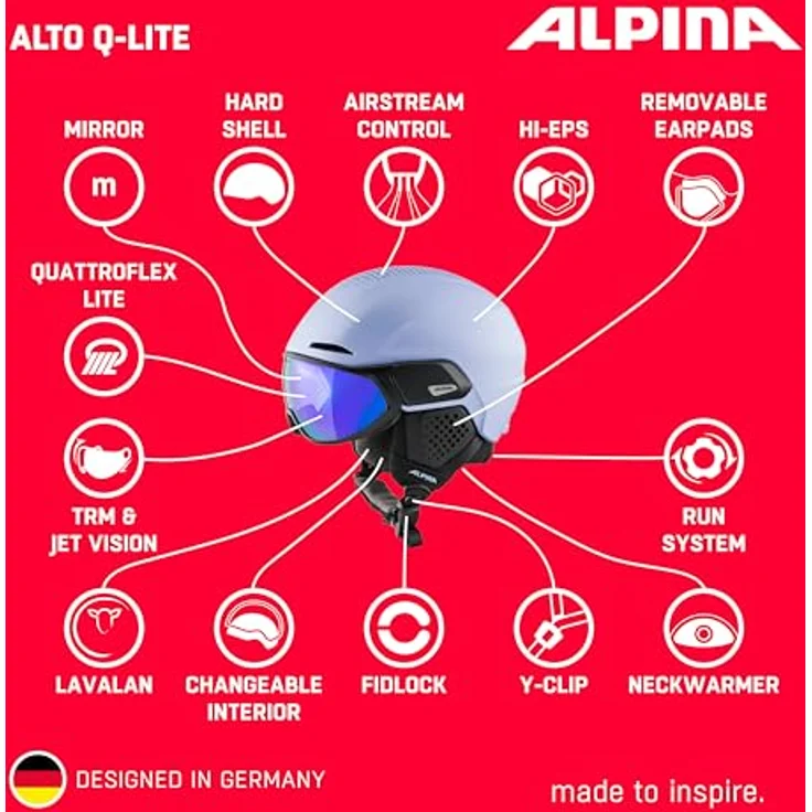 Alpina Unisex-Erwachsene Alto Q-LITE Skihelm, Lilac-Black matt, 55-59 – Bild 2