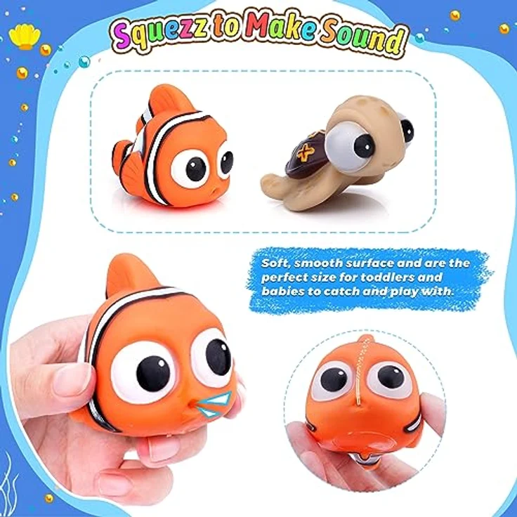 Anzmtosn Schwimmen Babys Badezeit Fisch Spielzeug, 5 Stück, Wasserspritz-Funktion, leuchtende Farben, kindersicher – Bild 2
