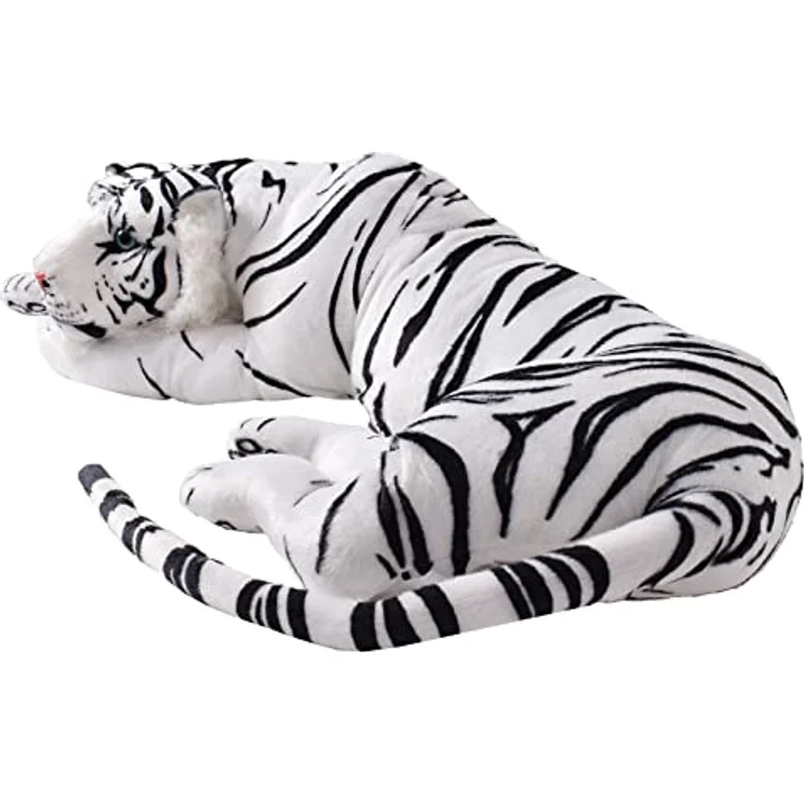 TE-Trend Weißer Tiger Kuscheltier XXL Plüschtier Stofftier liegend Katze Großkatze Raubkatze Deko Figur Geschenk Spielzeug 70cm Mehrfarbig – Bild 3