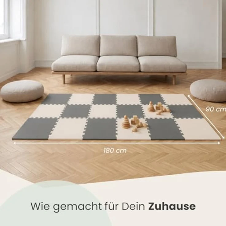 LittleTom Puzzlematte für Kinder, TÜV-geprüfte Krabbelmatte, 18-teilig, 30x30 cm, wasserfest, beidseitig verwendbar, in modernen Pastelltönen – Bild 8