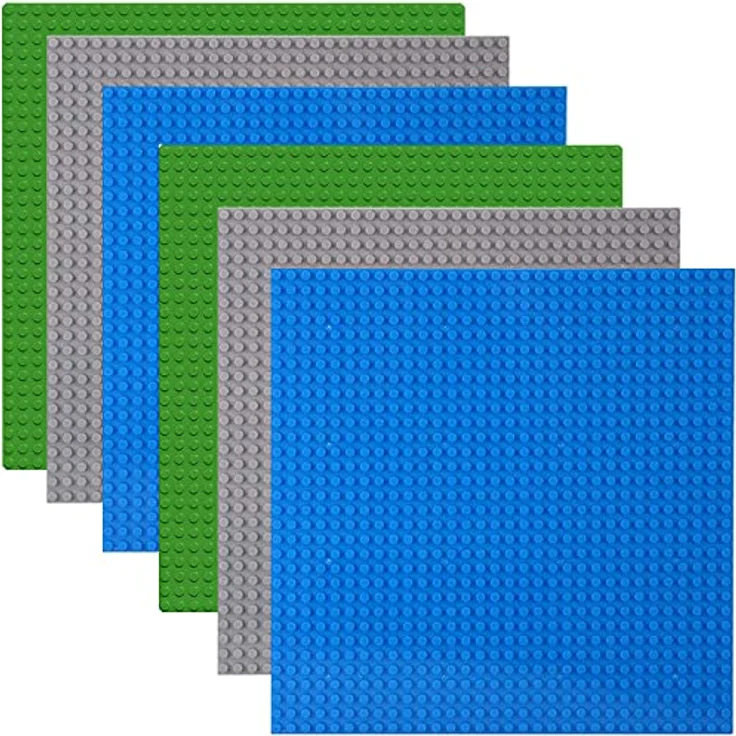 6 Kompatibel mit Bauplatte Lego Classic, Platten-Set Bauplatte Kompatibel mit Meisten Marken, Grundplatte,Grüne Blaue Graue Grundplatte,25. 5*25. 5cm – Bild 2