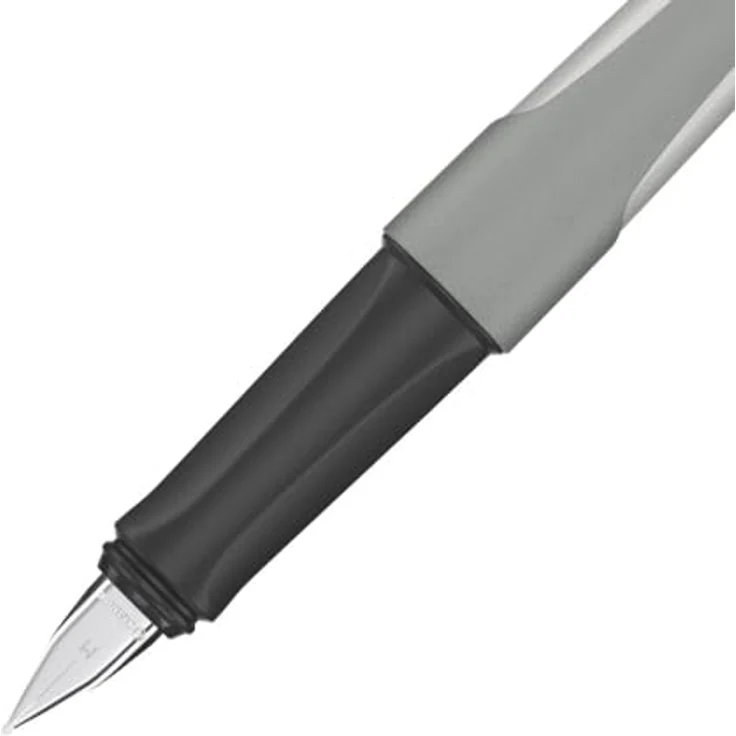 STABILO Füllhalter Flow, ergonomischer Füller in pastellgrau mit Edelstahlfeder M (0,5 mm), nachfüllbar mit königsblauer Tinte – Bild 2