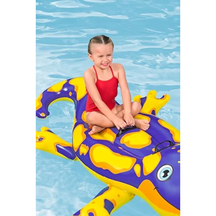 Bestway Splashing Salamander, Schwimmtier für Kinder ab 3 Jahren, 191 cm x 119 cm, mit robusten Haltegriffen und Reparaturflicken – Bild 11