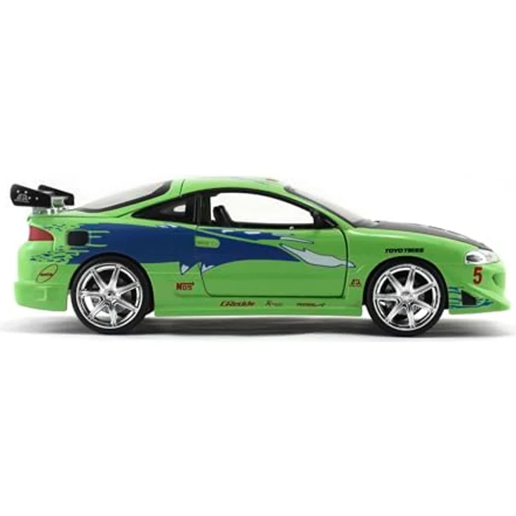 Jada Fast & Furious 1995 Mitsubishi Eclipse, Modellauto im Maßstab 1:24 mit funktionierenden Türen und Kofferraum, grün – Bild 7