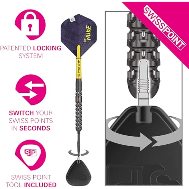 Target Darts Luke Littler G1, 23G Steel Tip Dartpfeile Set mit 90% Wolfram und Swiss Point Technologie, Schwarz – Bild 4