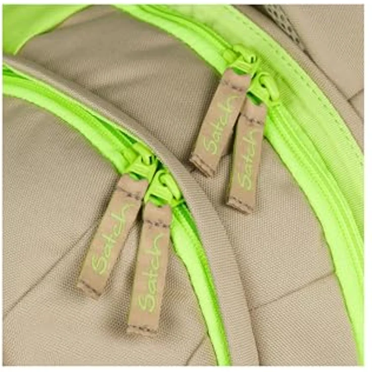 Satch Schulrucksack Pack - Schulrucksack "Think Twice Edition" 45 cm (1-tlg) - Ergonomisch, reflektierend, geräumig - Beige/Cyber Lime – Bild 8