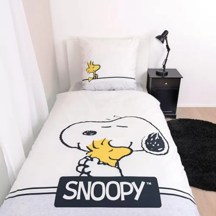 Herding Bettwäsche Peanuts, Snoopy, Kopfkissenbezug 80 x 80 cm mit Wende-Motiv, Bettbezug 135 x 200 cm, Mit Reißverschluss, 100% Baumwolle/Renforcé – Bild 3