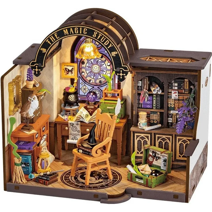 ROLIFE 3D-Puzzle DIY Miniature House "The Magic Study", 267 Puzzleteile, detailreiches Bastelerlebnis