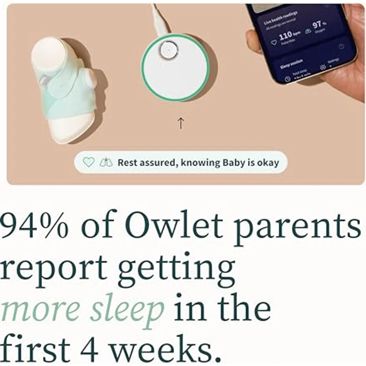 OWLET Dream Sock Pulsoximeter - Medizinisch geprüft, Liveübertragung, Echtzeit-Messwerte, Säuglinge & Babys – Bild 5