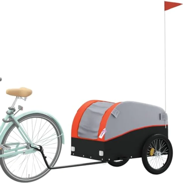 vidaXL Fahrradlastenanhänger Lastenanhänger für Fahrrad Schwarz und Orange 45 kg Eisen – Bild 4