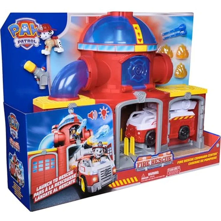 Paw Patrol Feuerwehr-Rettungs-Feuerwache Spielset, Deluxe Spielset mit Licht- und Soundeffekten, inklusive Marshall Figur und Feuerwehr-Fahrzeug, 38 cm hoch – Bild 10