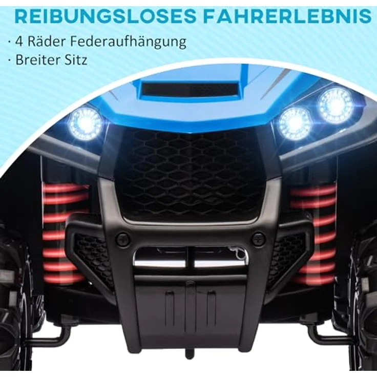AIYAPLAY Elektro Quad für Kinder 12V Kinderquad mit 4-Rad-Federung, MP3-Musikplayer, Vorwärts- und Rückwärtsgang, 5 km/h, Metall, Blau – Bild 3