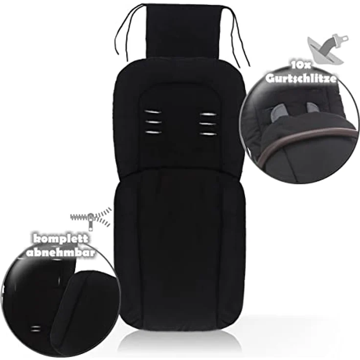 Stimo24 Sommerfußsack für Buggy Kinderwagen Jogger, Schwarz, abnehmbar, 90 x 40 cm, waschbar bei 30°C, geeignet für 3- und 5-Punkt-Gurtsysteme – Bild 2