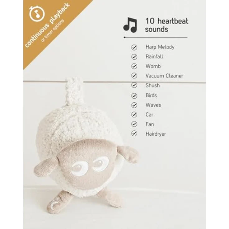Sweet Dreamers Ewan Deluxe, Wiederaufladbare White Noise Sound Machine in Beige, mit Schreisensor, Nachtlicht und 10 beruhigenden Geräuschen, kontinuierliche oder Timer-Wiedergabe – Bild 3