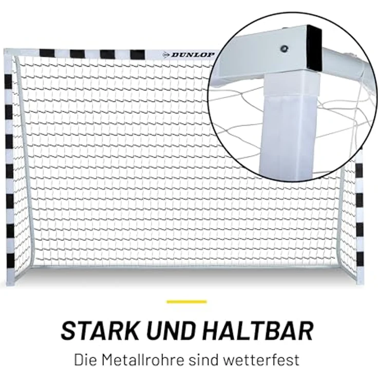 DUNLOP Fußballtor - Fussballtor 300 x 200 x 90 cm - Metall - Schwarz/Weiß - für Garten Kinder und Erwachsene - Innen und Außen – Bild 4