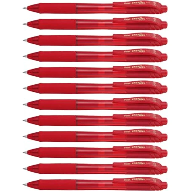 Pentel Energel X Retractable Gel Pen, 0,35 mm, schnell trocknende Tinte, nachfüllbar, Rot, 12 Stück – Bild 1