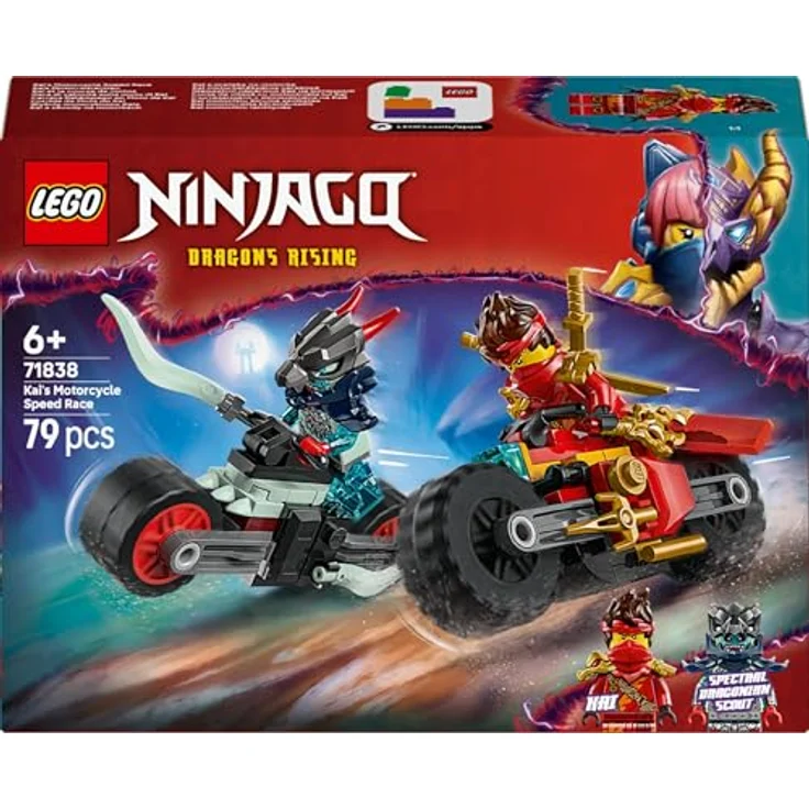 LEGO Ninjago 71838 - Kais Motorradrennen, actiongeladenes Spielset mit 2 Ninja-Bikes und 2 Minifiguren, rot – Bild 9