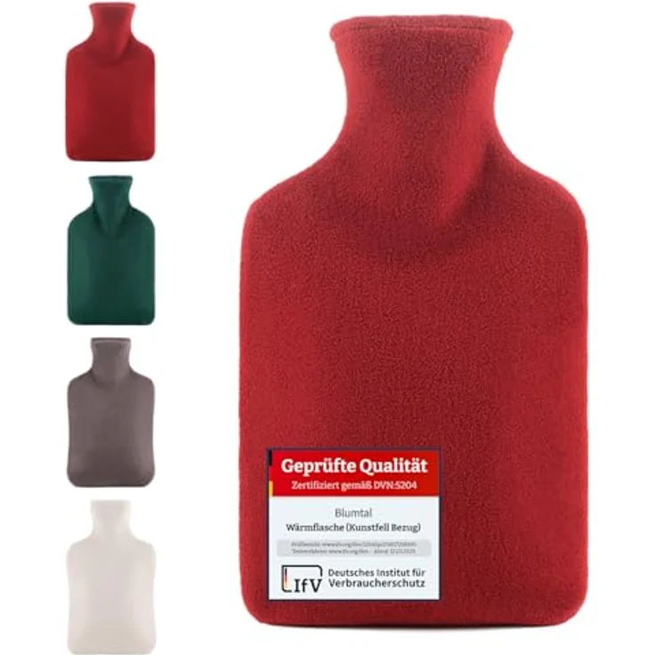 Blumtal Wärmflasche mit Bezug aus Polar Fleece, 1,5 L Bettflasche zur Schmerzlinderung, für Kinder und Erwachsene, waschbar, drei modische Farben verfügbar – Bild 1