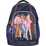 Depesche 12565 TOPModel City Girls - Schulrucksack in Dunkelblau mit Model-Motiv, Schultasche mit verstellbaren Trägern und Anhänger