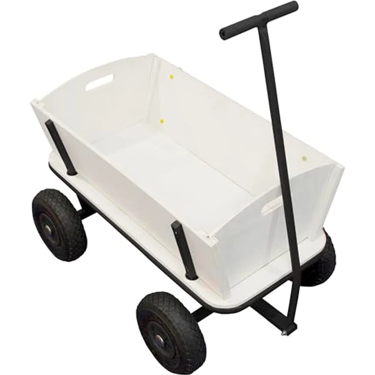 Ambia Garden Bollerwagen, Schwarz/Braun aus Holz/METALL, 95x97x61 cm, CE-zertifiziert, Kinderwagen für den Outdoor-Einsatz – Bild 4
