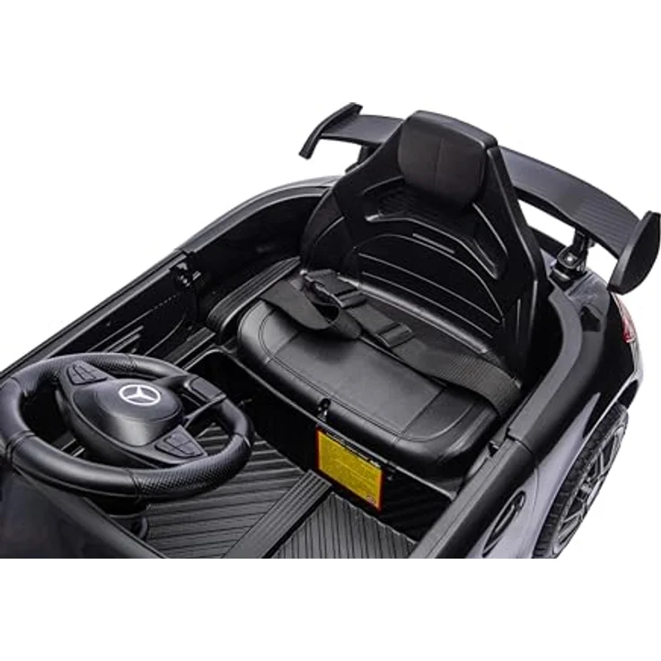 FINOOS Mercedes GTR AMG Kinder Elektroauto, 12V mit Fernbedienung, Schwarz, 2x 30W Motoren, echte Federung, Sanftanlaufsystem – Bild 7