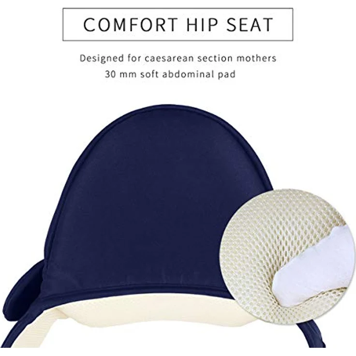 SONARIN Multifunktionaler Hipseat Baby Carrier Babytrage,Freie Größe,Kleinkind-Hüft-Sitzträger,Vorderer Träger-Gurt,4 tragende Positionen(Dunkelblau) – Bild 5