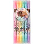 Depesche 12188 TOPModel - Stifte Set für Kinder, mit 6 Filzstiften in Pastellfarben, Doppelfaserstifte im Etui mit Pinsel- und Finelinerspitze