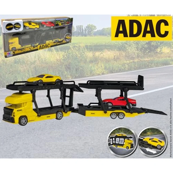 Happy People Spielzeug-Transporter ADAC Die Cast, inklusive 2 Fahrzeuge, LKW mit Hänger – Bild 2